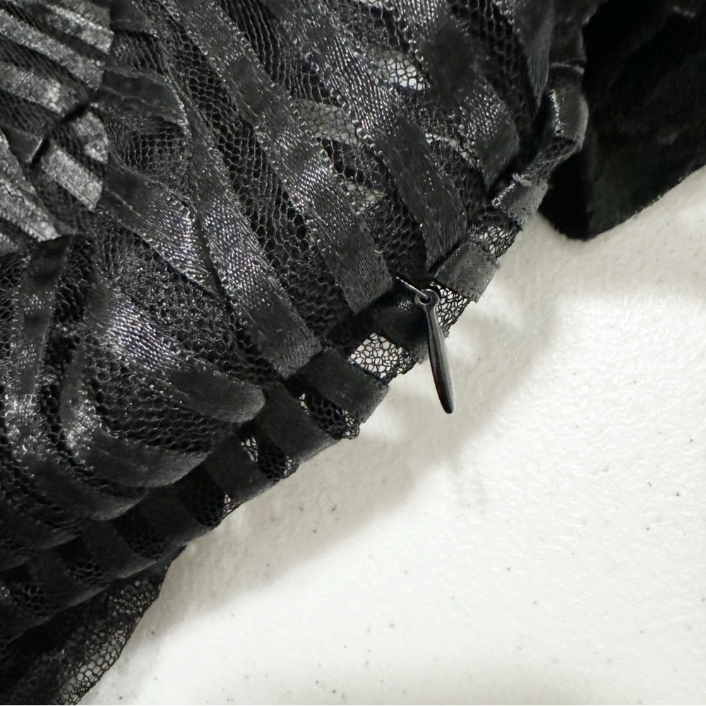 Sundance Black V Neck Sheer Lace Dress 2 - Picture 5 of 10